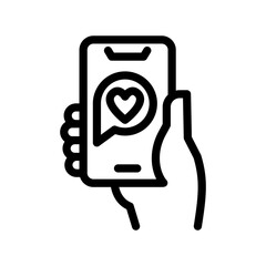 2 dating app line icon illustration vector graphic