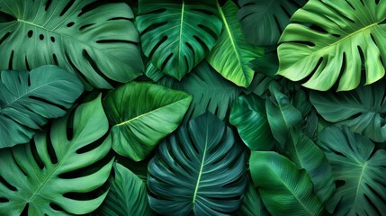Lush Green Tropical Leaves.