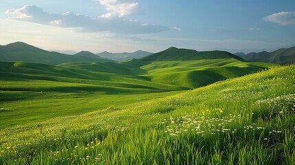 Fototapeta premium Beautiful and Fresh Landscape Background Picture - a captivating and serene visual. The beautiful and fresh landscape creates an enchanting and peaceful scene.