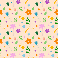 Flower seamless pattern.Flowers and leaves repeat pattern for paper or textiles.Vector graphic illustration background.