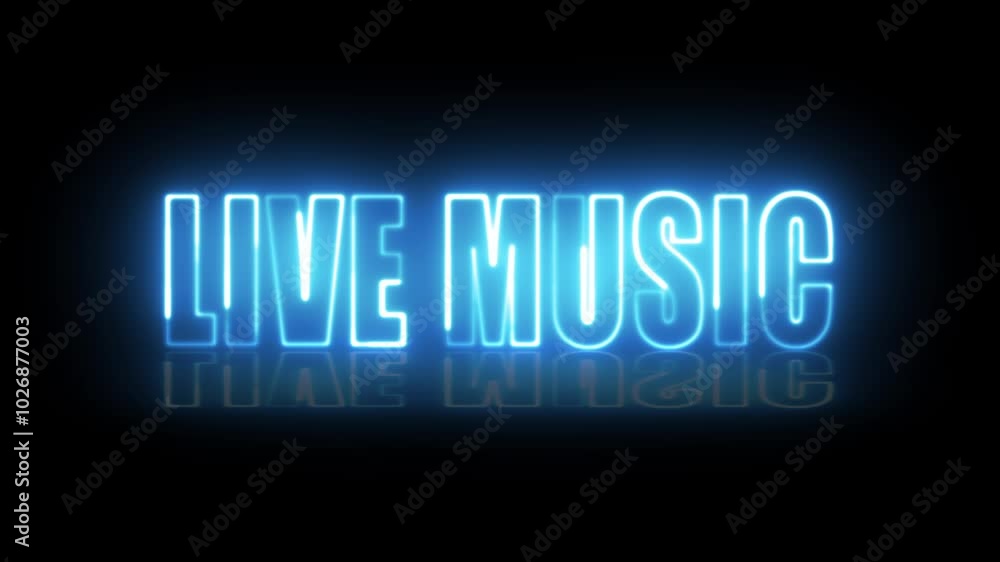 Poster live music text font with neon light. luminous and shimmering haze inside the letters of the text li
