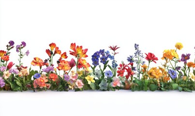 row of garden flowers in two point perspective
