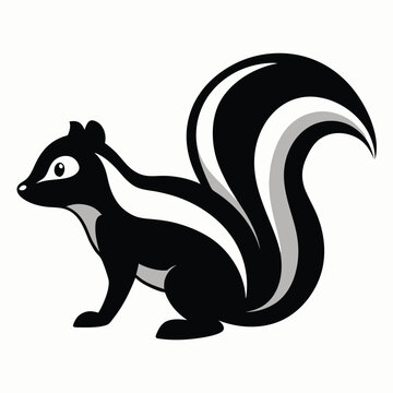 recommend clip art: Solid color Skunk animal vector design