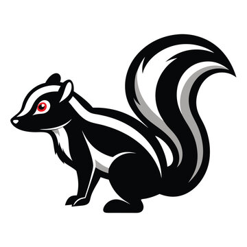 recommend clip art: Solid color Skunk animal vector design