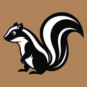 recommend clip art: Solid color Skunk animal vector design