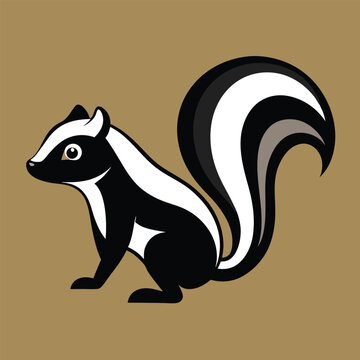 recommend clip art: Solid color Skunk animal vector design