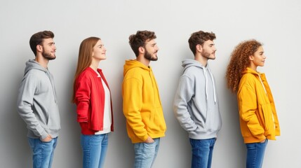 Fototapeta premium Youthful Fashion in Colorful Apparel Against Neutral Background