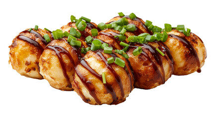 Delicious takoyaki served with sauce and green onions
