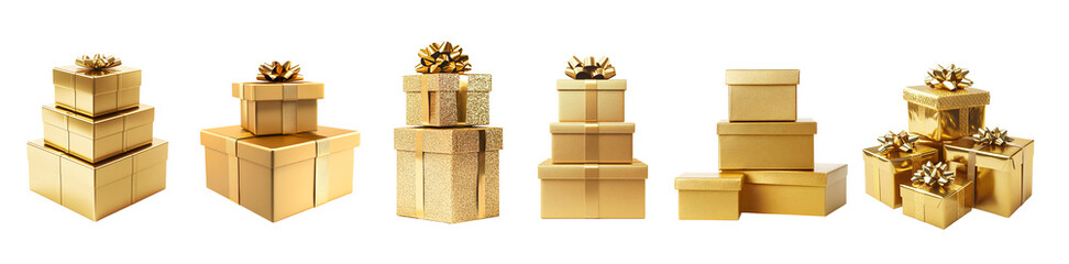 Premium gold presents gift box for elegant decorations design.package for holiday festive celebration