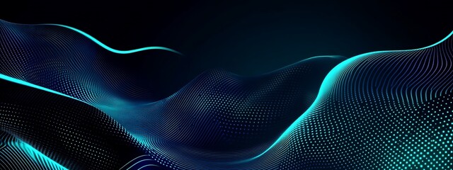 Abstract blue waves in a dark background.