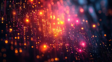 Obraz premium Vibrant LED strings form a modern illustration, highlighting electronic components and technology’s colorful influence.