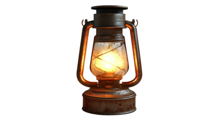 Antique lantern with glowing light in the center.
