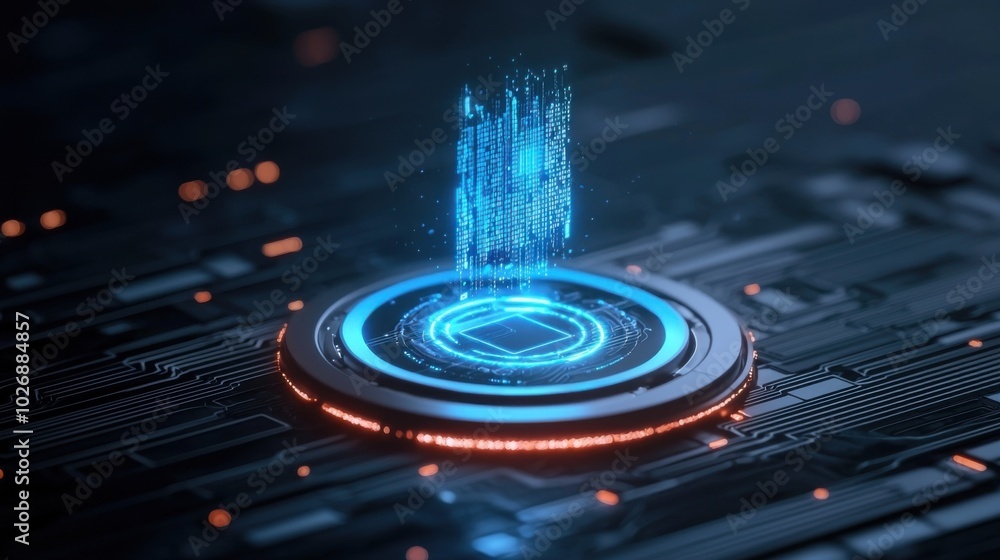 Poster digital technology and futuristic design converge in this captivating image, showcasing holographic 