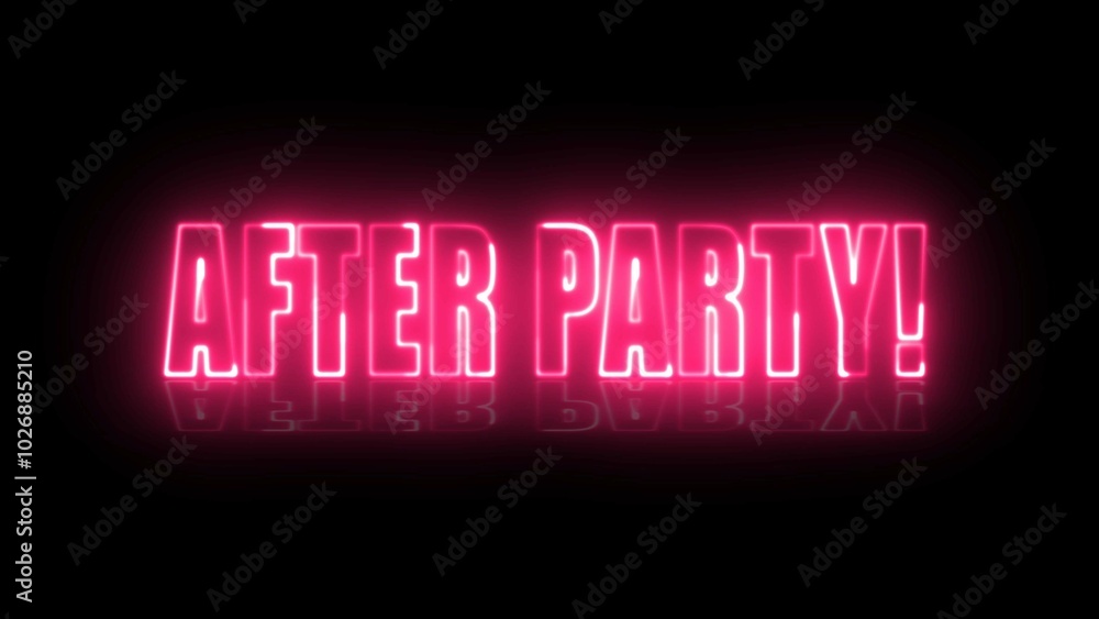 Aufkleber after party text font with neon light. luminous and shimmering haze inside the letters of the text p