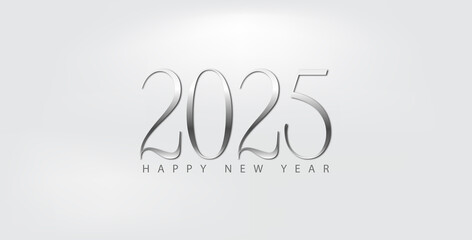 Silver glittering numbers display Happy New Year 2025 symbolizing celebration and joy for the upcoming year