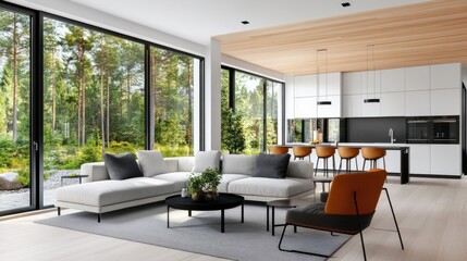 Fototapeta premium Scandinavian Interior Design with Natural Elements