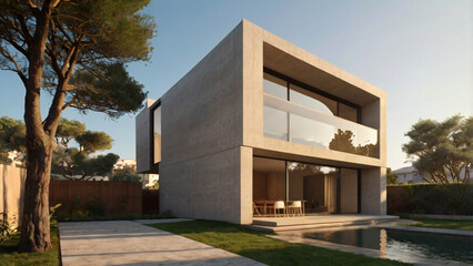 Fototapeta premium Modern Luxury Villa with Elegant Design and Stunning Exterior