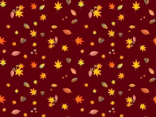 クリとモミジのシームレスパターン　D-1'