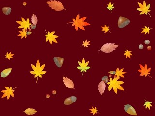 クリとモミジのシームレスパターン　D-1