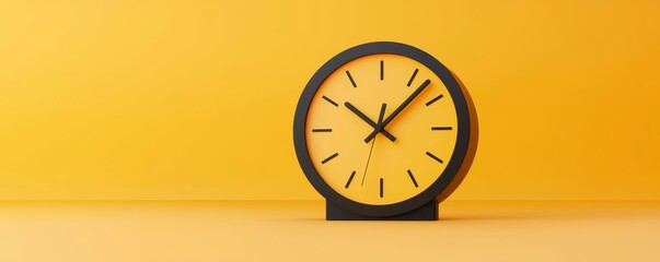 Black Clock on Yellow Background for Countdown Events
