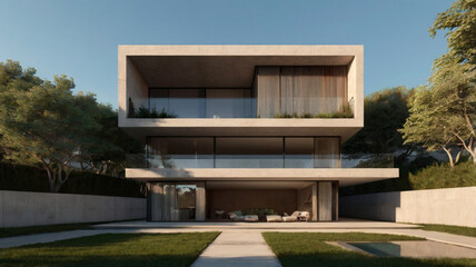 Fototapeta premium Modern Luxury Villa with Elegant Design and Stunning Exterior