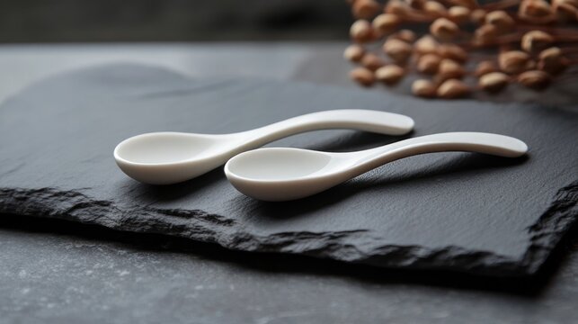 Spoons on slate