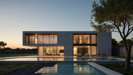 Fototapeta premium Modern Luxury Villa with Elegant Design and Stunning Exterior