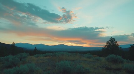 Fototapeta premium Breathtaking Sunset Over Majestic Mountain Landscape