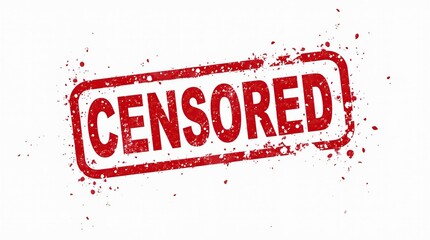 Red grunge censored stamp on white background with splatters