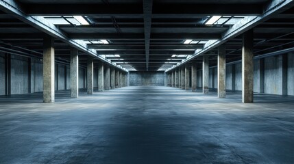 Eerie Abandoned Warehouse Shadows and Silence in an Empty Space
