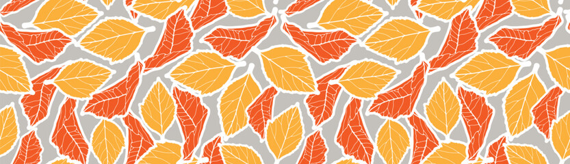 Obraz premium Luxury autumn foliage seamless pattern. Vector botanical illustration with falling range leaves