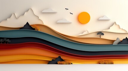 Golden Waves of Texture: Organic Gradient Background with Overlapping Crumbled Paper Layers - Abstract Illustration