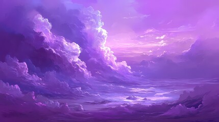 Ethereal Dreamscape A Journey Through Abstract Purple Cumulus Clouds in Fantasy Landscapes