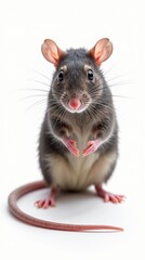 Hyperrealistic portrait of a rat on a clean white background