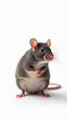 Obraz premium Hyperrealistic rat isolated on clean white background