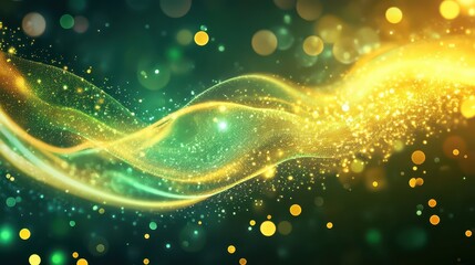Abstract Futuristic Background with Green and Yellow Glow A Visual Symphony of Light and Color