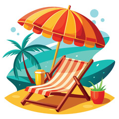 Obraz premium beach chairs and umbrella