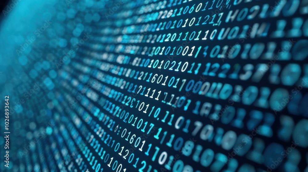 Aufkleber a closeup of code highlights data security, showcasing software development through intricate digita