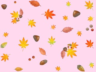 クリとモミジのシームレスパターン　C-1