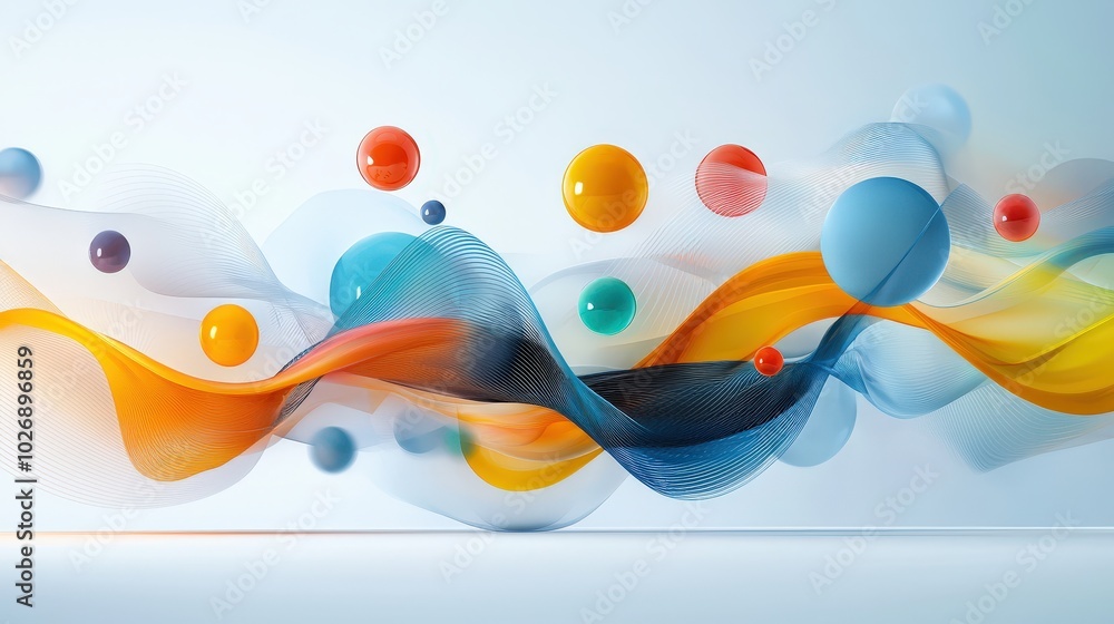 Poster Abstract geometric forms transitioning into fluid shapes for innovation