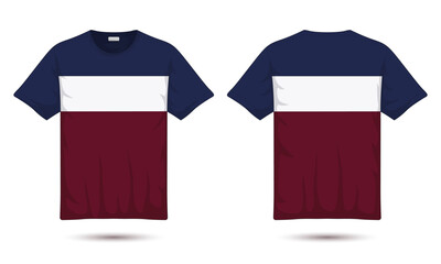 Modern men's striped t-shirt mockup front and back view