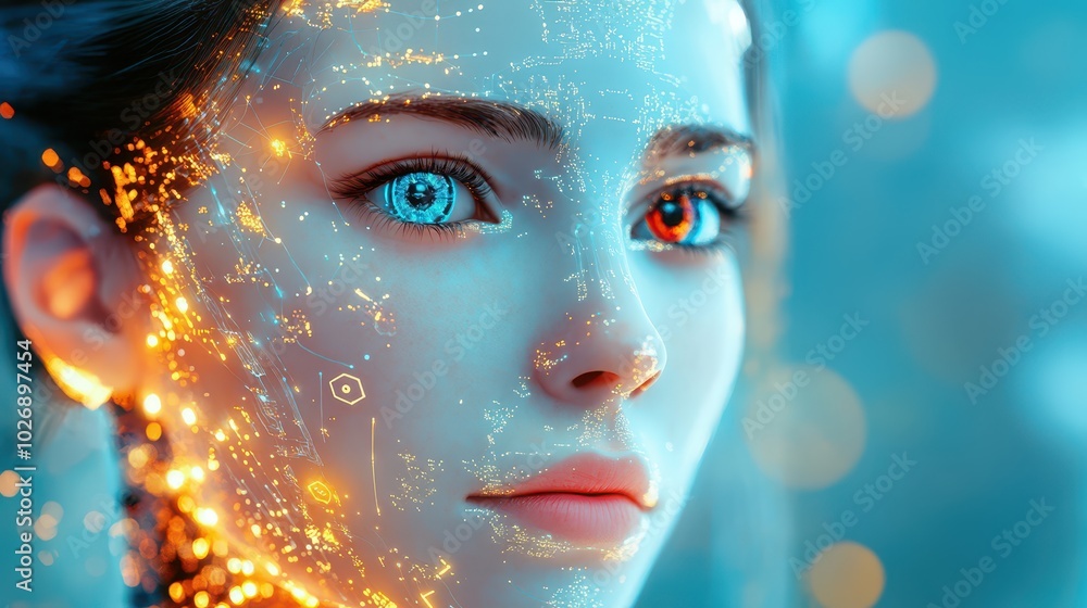 Poster exploring the intersection of female robotics and artificial intelligence in modern technology