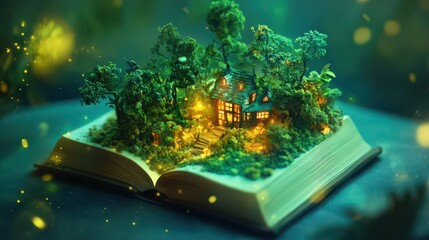 Obraz premium Exploring a Fantasy World Within a Book The Concept of Education Through Imagination