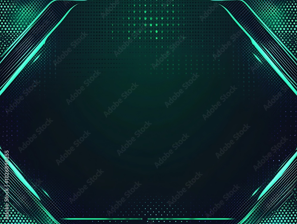 Poster abstract green and black background with geometric shapes and a dotted texture.