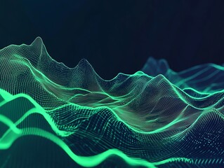 Naklejka premium Abstract green and blue digital landscape.
