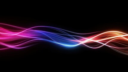 Fototapeta premium Neon Futuristic Flashes Dynamic Light Motion on a Black Background