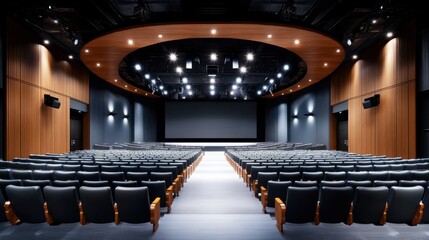Naklejka premium Modern Theater Interior with Seating and Stage Area