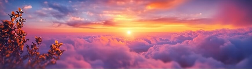 Sunset view with clouds background wide background	