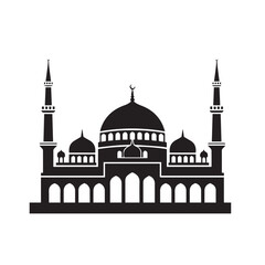 silhouette of mosque in black