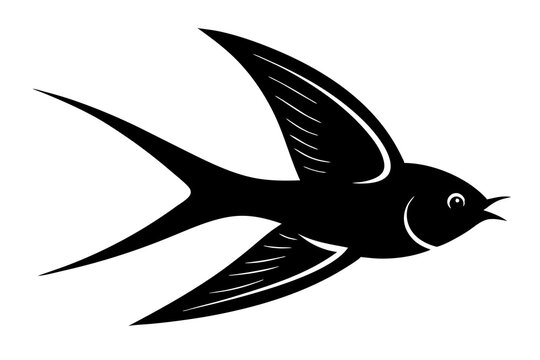 recommend clip art: Swallow bird silhouette | vector silhouette illustration on white background